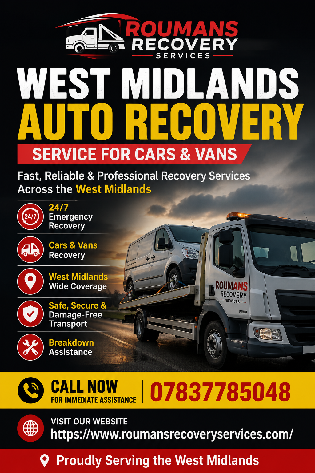 West Midlands Auto Recovery Service for Cars &amp; Vans