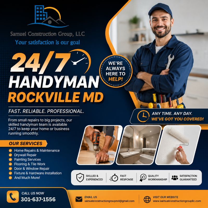 Professional 24/7 Handyman Rockville MD – Quality Repair Solutions